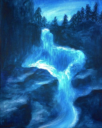 Gloomy Waterfall (akryl, plátno na rámu 25x30)