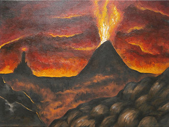 Mount Doom (akryl, plátno na rámu 25x30)