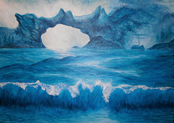 The Waters of Skyrim (akryl, plátno na rámu 50x70)
