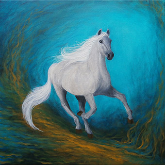 The White Horse (akryl, plátno na rámu 40x40)