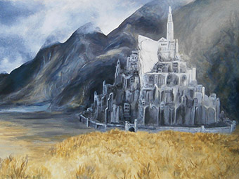 Minas Tirith (akryl, papír A3)